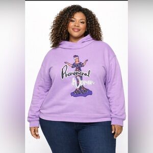 New 3X Plus Ladies Phenomenal Woman Graphic Purple Cross Neck Hoodie, INDENT